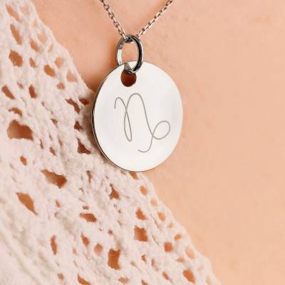 Médaille Zodiaque Capricorne en Argent 925, Diamètre 19 mm - Lumiosa
