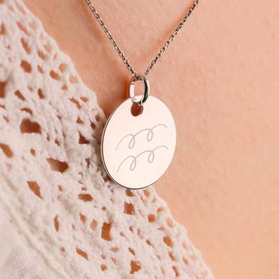 Médaille Zodiaque Verseau en Argent 925, Diamètre 19 mm - Lumiosa