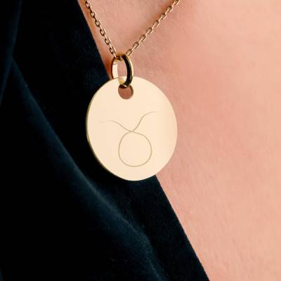 Yellow Gold-Plated Taurus Zodiac Medal, Diameter 19 mm - Lumiosa