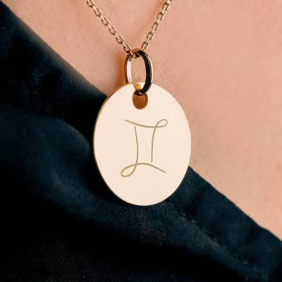 Yellow Gold-Plated Gemini Zodiac Medal 19 mm - Lumiosa