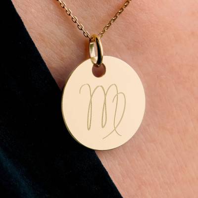 Médaille Zodiaque Vierge Plaqué Or Jaune, Diamètre 19 mm - Lumiosa