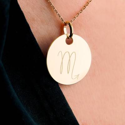 Médaille Zodiaque Scorpion Plaqué Or Jaune, Diamètre 19 mm - Lumiosa