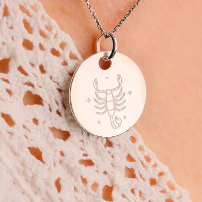 Médaille Zodiaque Scorpion & Etoiles en Argent 925, Diamètre 19 mm - Lumiosa