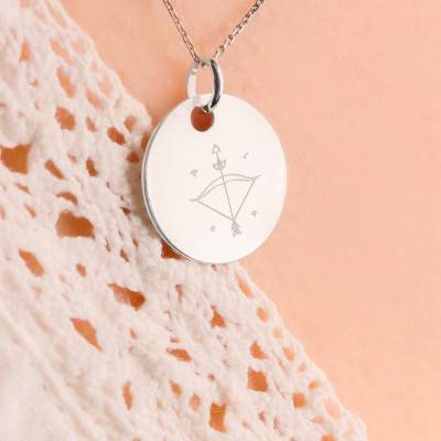 Médaille Zodiaque Sagittaire & Etoiles en Argent 925, Diamètre 19 mm - Lumiosa