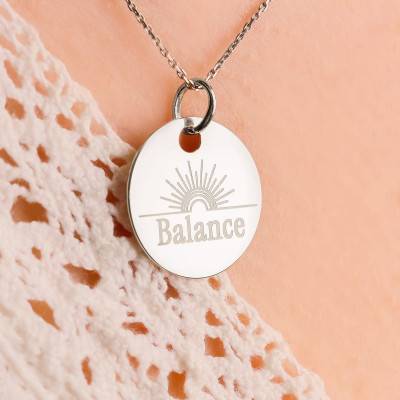 Médaille Zodiaque Balance & Soleil en Argent 925, Diamètre 19 mm - Lumiosa
