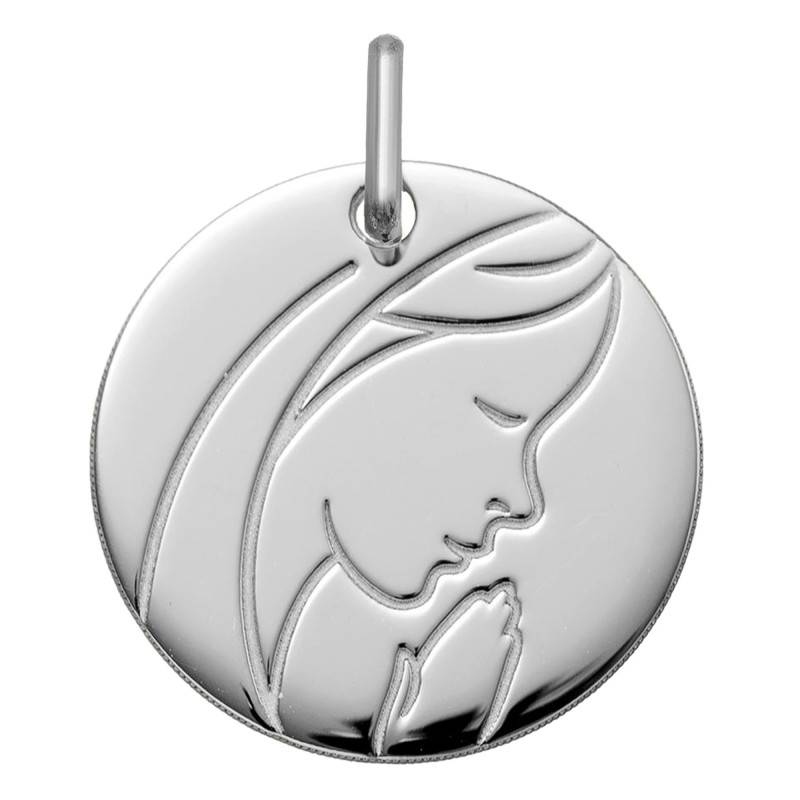 925 Silver Medal Praying Virgin, Diameter 16 mm - Lumiosa
