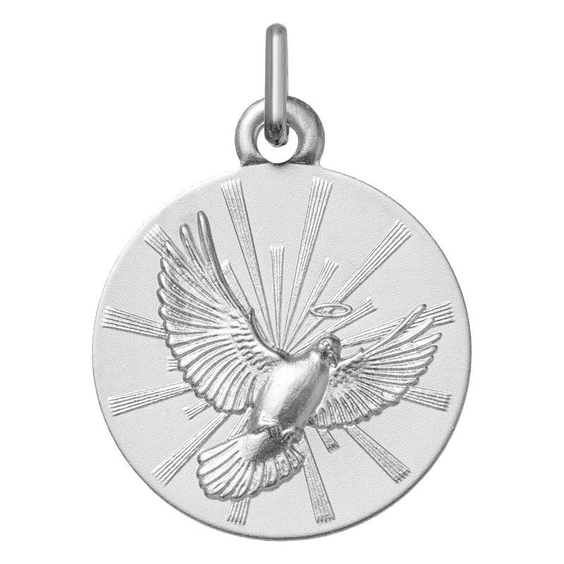Médaille Colombe Saint Esprit en Argent 925, Diamètre 16 mm - Lumiosa