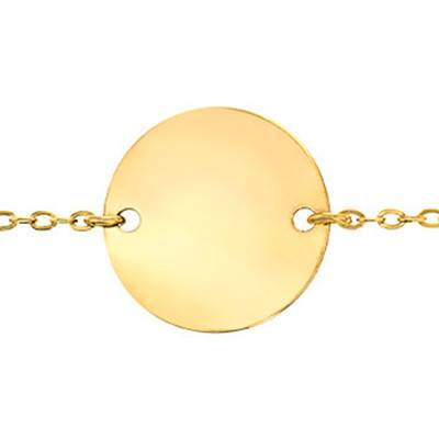 Bracelet Médaille Cercle Or Jaune 750, Longueur 13.5 cm réglable - Lucas Lucor