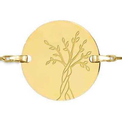 Yellow Gold 375 Tree of Life Medal Baby ID Bracelet, 14 cm Length - Lucas Lucor