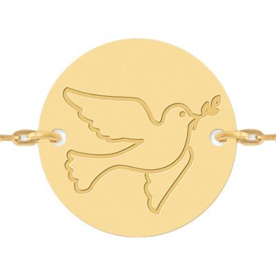 750 Yellow Gold Dove Baby ID Bracelet, Length 14 cm - Lucas Lucor
