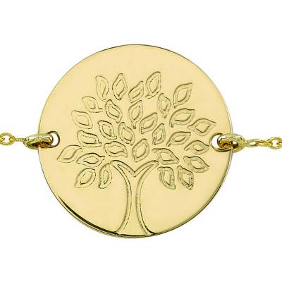 Gourmette Arbre de vie Or Jaune 750, Longueur 14 cm réglable - Bambins