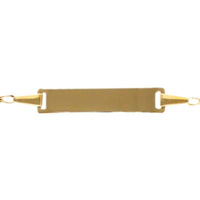 375/1000 Yellow Gold Oval Link Chain Rectangular Baby ID Bracelet, 14 cm - Bambins