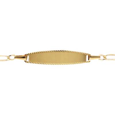 Gourmette Alternée Plaque Ovale en Or Jaune 375, Longueur 14 cm - Bambins