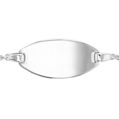 Gourmette Maille forçat, Ovale et Eléphant, Or Blanc 750, 13 cm réglable, Largeur 1,50 mm - Bambins