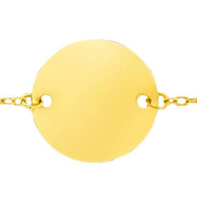 Gourmette plaque ronde et maille forçat, Or Jaune 750, Longueur 13,00 cm, Largeur 1,20 mm - Lucas Lucor