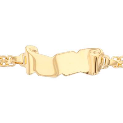 Gourmette Maille Bismark double Parchemin, Or Jaune 750, Longueur 13 cm réglable, Largeur 4,00 mm - Bambins