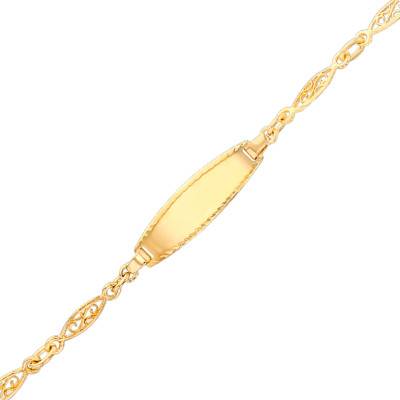 Gourmette Maille Filigrane, 20 x 6 mm, Or Jaune 750, 13 cm et 16 cm, Largeur 2,00 mm - Bambins