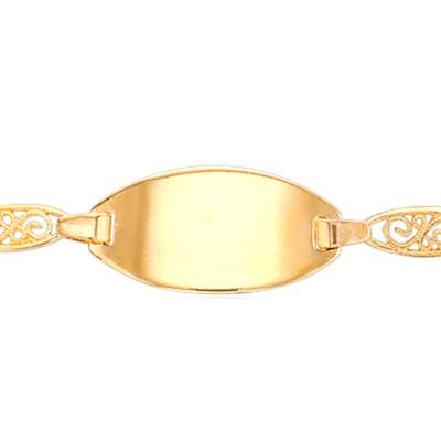 Gourmette Maille Filigrane, 16 x 8 mm, Or Jaune 750, Longueur de 13 à 14 cm, Largeur 3,00 mm - Bambins