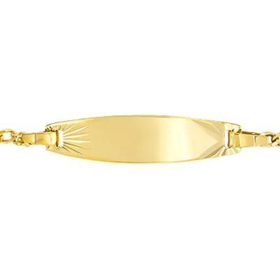 Gourmette Ovale Maille Figaro Or Jaune 375, Longueur 14 cm réglable - Lucas Lucor