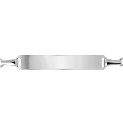 Gourmette Maille Cheval Alternée Triple, Or Blanc 375, Longueur 15 cm réglable, Largeur 2,50 mm - Bambins
