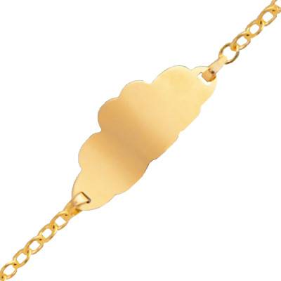 750/1000 Yellow Gold Little Cloud Baby ID Bracelet, Adjustable Length 14 cm - Lucas Lucor