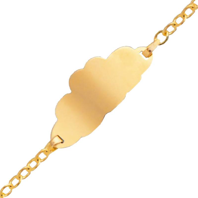 750/1000 Yellow Gold Little Cloud Baby ID Bracelet, Adjustable Length 14 cm - Lucas Lucor