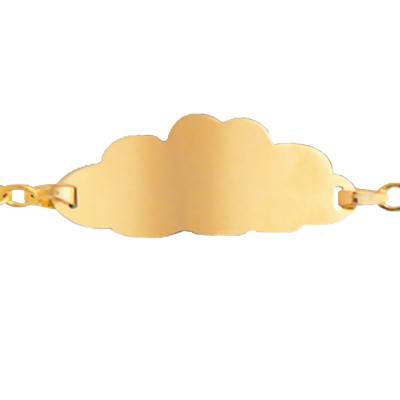 750/1000 Yellow Gold Little Cloud Baby ID Bracelet, Adjustable Length 14 cm - Lucas Lucor