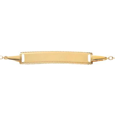 375/1000 Yellow Gold Cable Chain Rectangular Baby ID Bracelet, 14 cm - Bambins