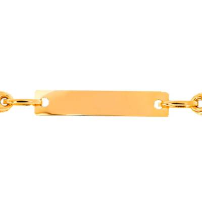 Gourmette Rectangle Maille Grain de Café Or Jaune 375, 14 cm réglable, Largeur 3,00 mm - Bambins