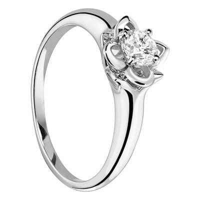 Bague Solitaire simple 0,20 ct Lotus Or blanc 750 - Ponce