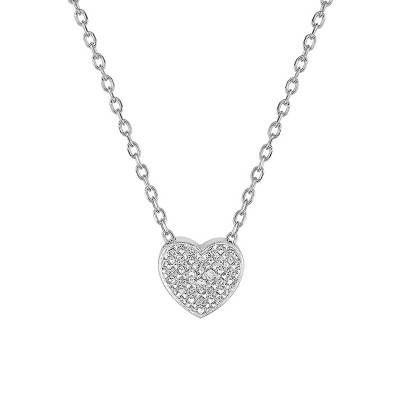 Collier coeur diamanté Or Blanc 375 - Emanessence