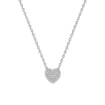 Collier coeur diamanté Or Blanc 375 - Emanessence