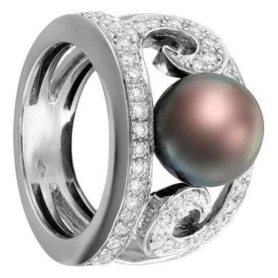 Bague Arabesques, Or Blanc 750 & Diamants - Porchet
