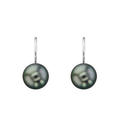 750/1000 White Gold & Tahitian Pearl Leverback Earrings - Porchet