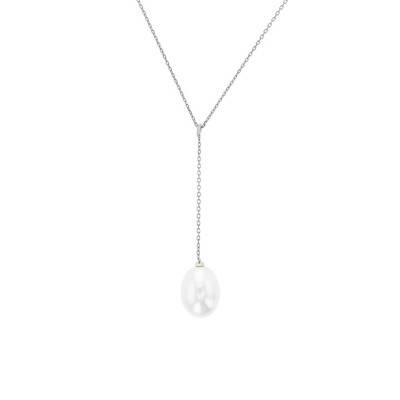 Collier Perle de Culture Blanche, Or Blanc 750, Longueur 42 cm - Porchet