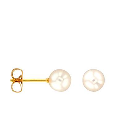 750 Yellow Gold & White Pearl Stud Earrings - Porchet