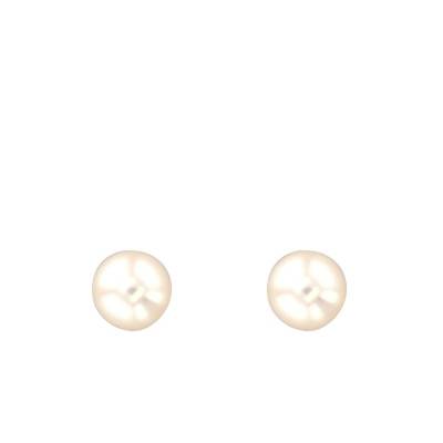 750 Yellow Gold & White Pearl Stud Earrings - Porchet