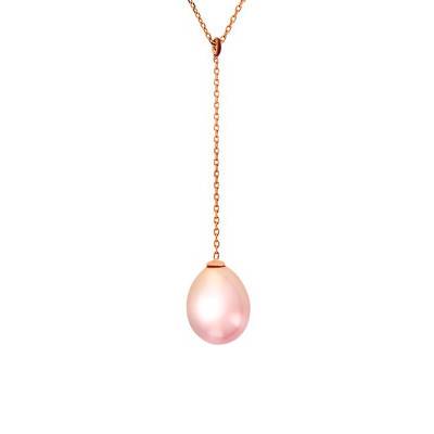Rose Gold 750 & Pink Cultured Pearl Necklace, Length 42 cm - Porchet