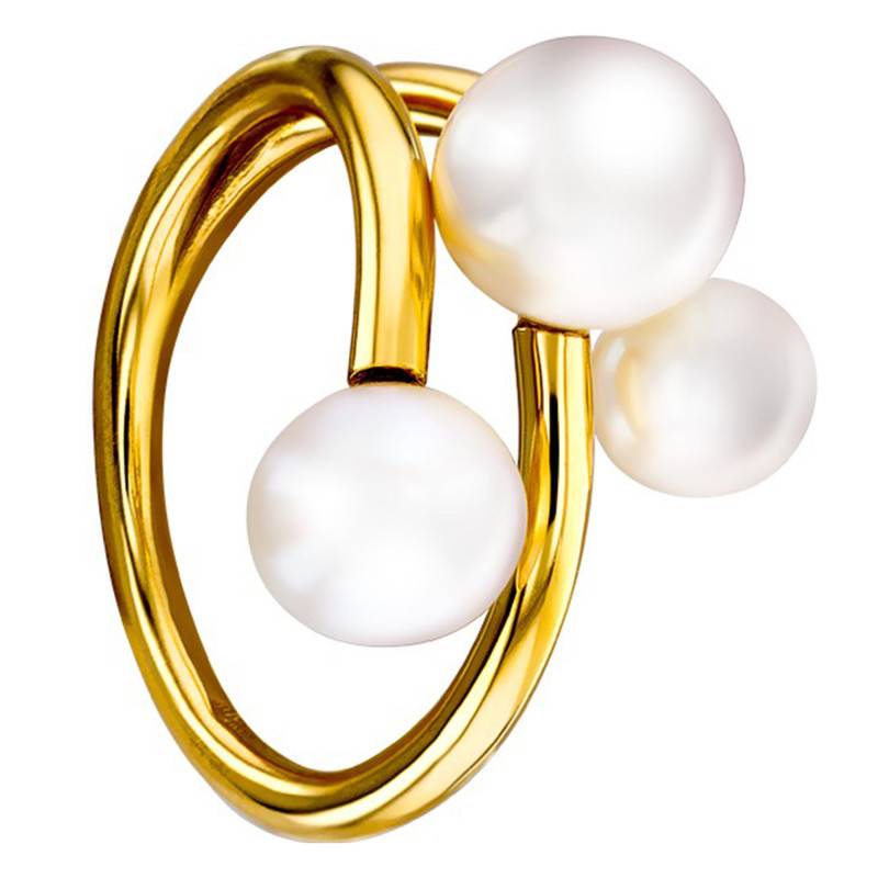750 Yellow Gold & Cultured Pearl Trio Ring - Porchet