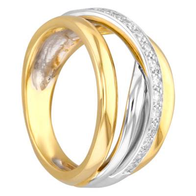 Bague Shishaldin, 2 Ors Blanc et Jaune 750 et Diamants - Porchet