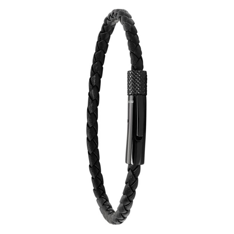 Driver Black Braided Leather Bracelet, 20.50 cm - HB1431301 - Rochet
