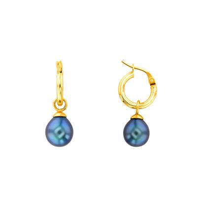 Boucles d'oreilles perles de Tahiti et Or Jaune 750, Diamètre 12,30 mm - Porchet