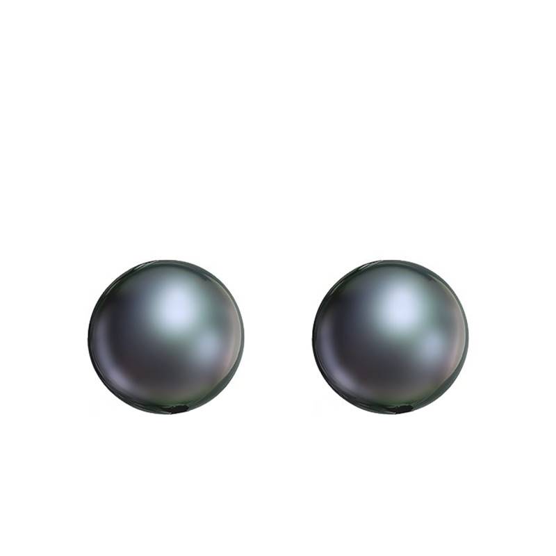 750/1000 Yellow Gold & Tahitian Pearl Stud Earrings - Porchet