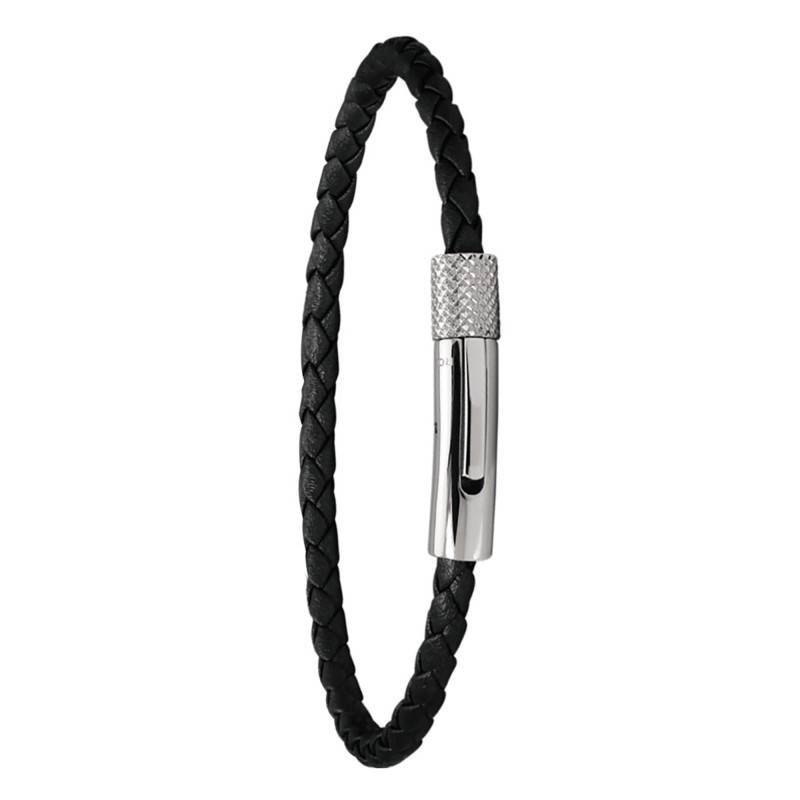 Black Braided Leather Driver Bracelet, Length 20.50 cm - HB1430301 - Rochet