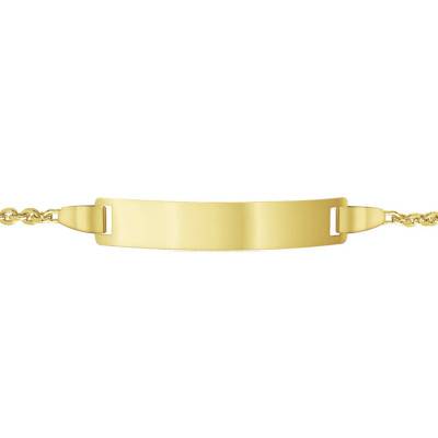 375/1000 Yellow Gold & Malachite Rectangular Baby ID Bracelet, Length 12 cm to 14 cm or 14 cm to 16 cm - Bambins