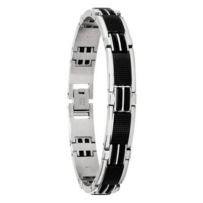 Bracelet Magnum Bicolore en Acier & PVD Noir, Longueur 22 cm - B032781 - Rochet