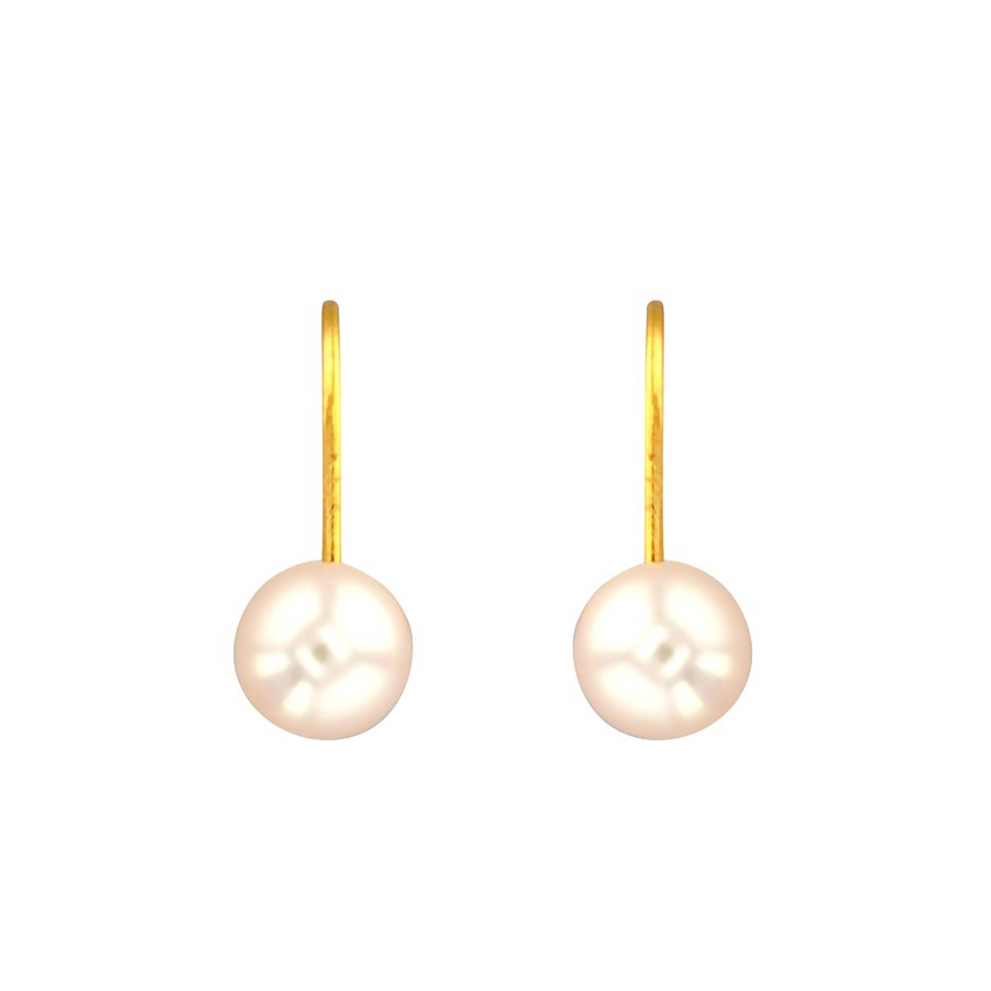Boucles D'oreilles Dormeuses En Perles De Culture Blanc - Plaqué Or 14k, Marque Rose-Mimosa