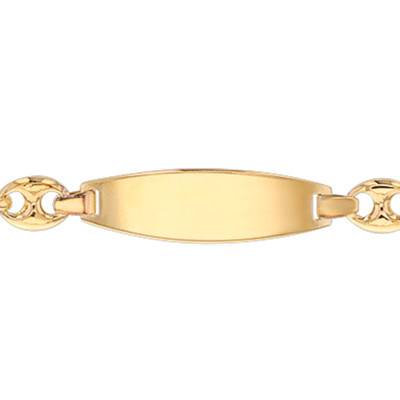 Gourmette Maille Grain de Café, 20 x 6 mm, Or Jaune 750, 13 cm réglable - Bambins