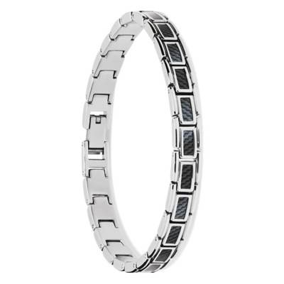 Two-Tone Black Steel & Carbon Mercury Bracelet, Length 21 cm - HB4781 - Rochet
