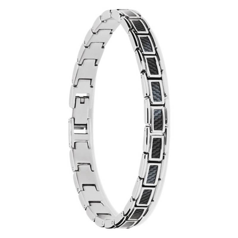 Two-Tone Black Steel & Carbon Mercury Bracelet, Length 21 cm - HB4781 - Rochet